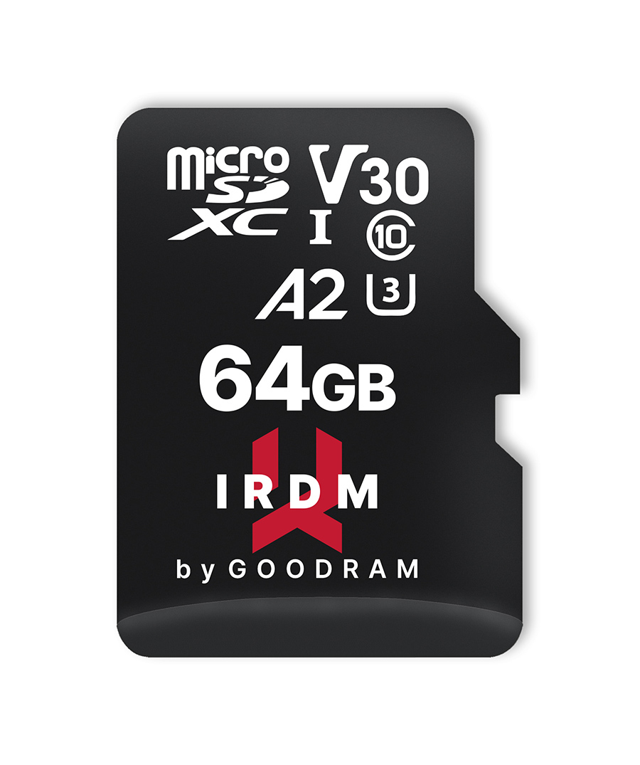 GOODRAM Memory MicroSD Card IRDM - 64GB with adapter UHS I U3 V30 A2 170MB/s