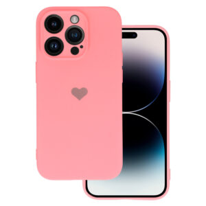 Vennus Silicone Heart Case for Iphone 13 Pro design 1 pink