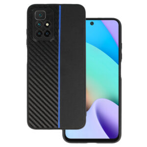 Tel Protect CARBON Case for Xiaomi Redmi 10 Black with blue stripe