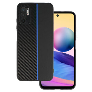 Tel Protect CARBON Case for Xiaomi Redmi Note 10 5G Black with blue stripe