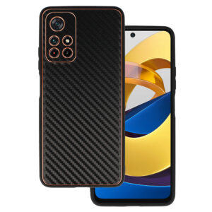 TEL PROTECT Leather Carbon Case for Xiaomi Redmi Note 11 5G/Note 11S 5G/Poco M4 Pro 5G Black
