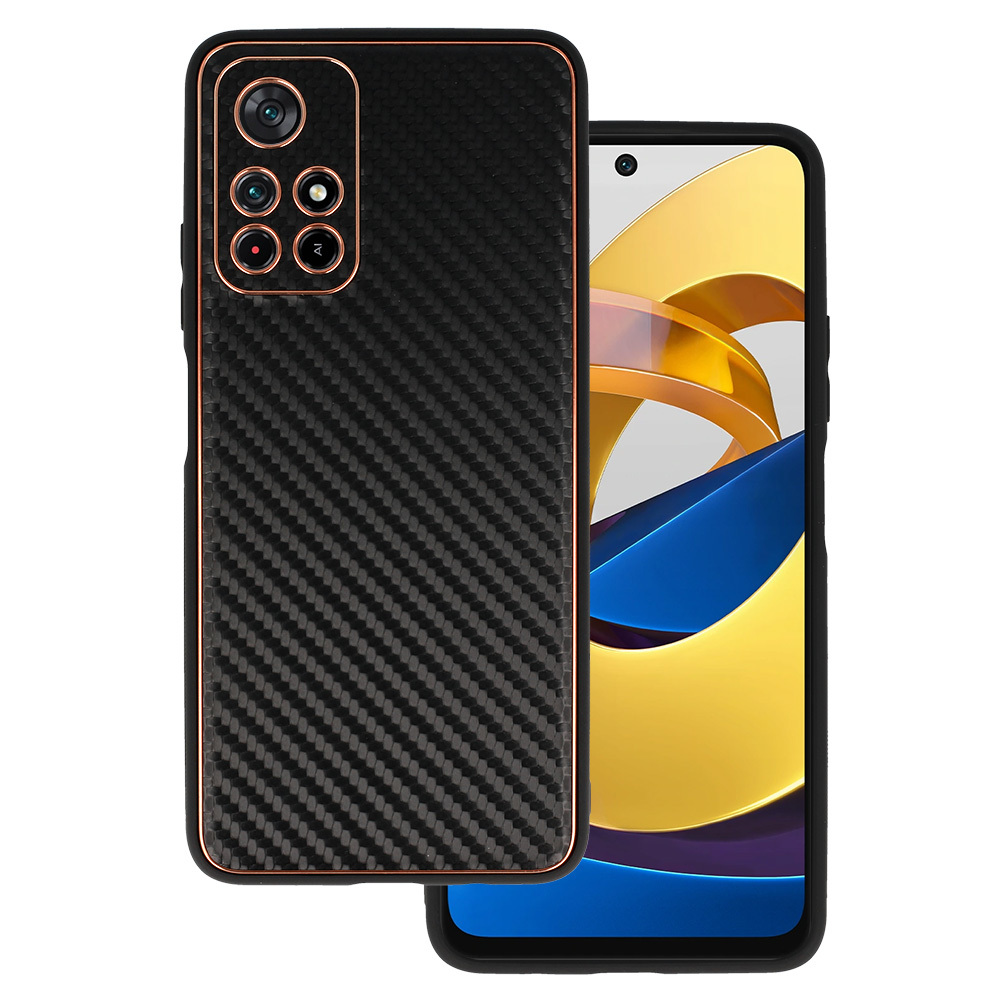 TEL PROTECT Leather Carbon Case for Xiaomi Redmi Note 11 5G/Note 11S 5G/Poco M4 Pro 5G Black