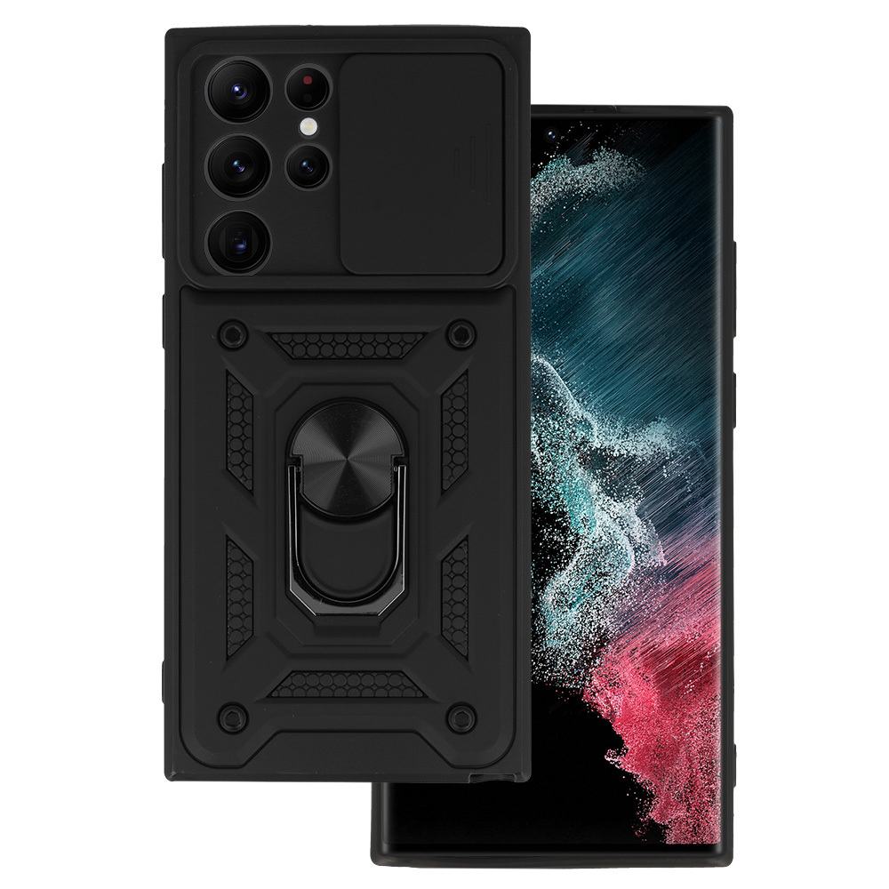 Slide Camera Armor Case for Samsung Galaxy S22 Ultra Black