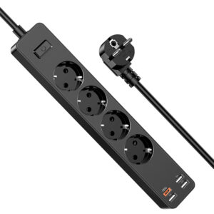 KAKU Power strip - 4 outlets 230V + 3xUSB + Type C - black