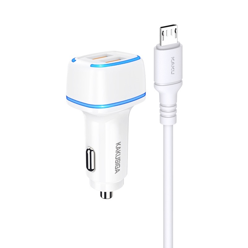 product-73966 KAKU Car Charger KSC-528 Shengyu - 2xUSB - 2,8A with USB to Micro USB white