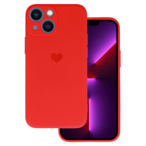 Vennus Silicone Heart Case for Iphone 14 Plus design 1 red