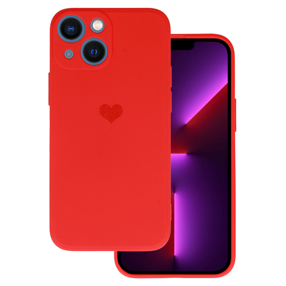 Vennus Silicone Heart Case for Iphone 14 Plus design 1 red