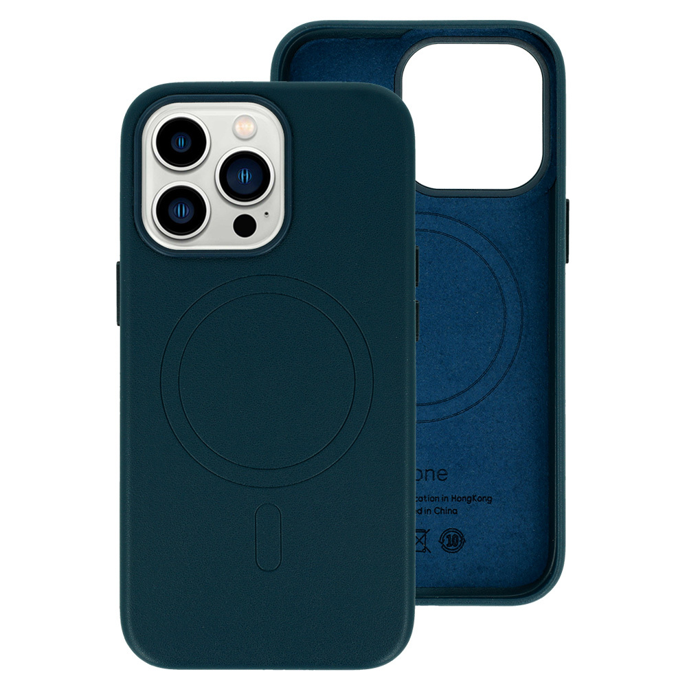 MagSafe Leather Case Iphone 14 Pro Navy