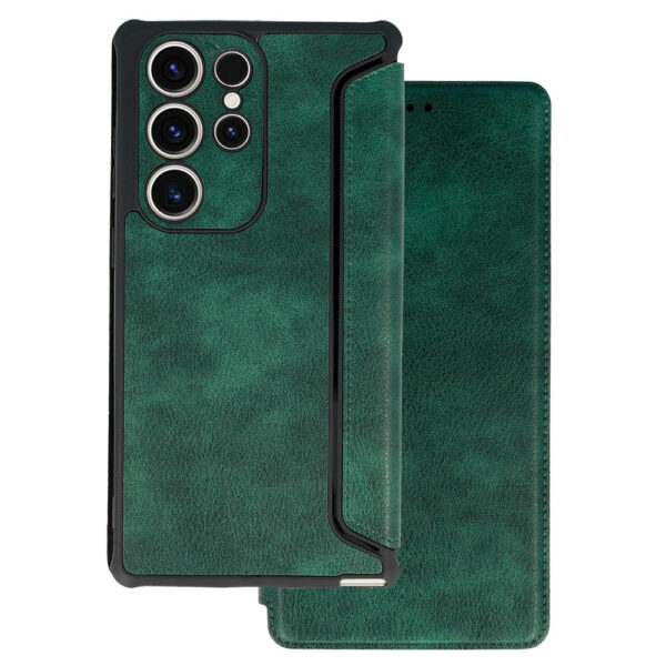 Razor Leather Book Case for Samsung Galaxy S23 dark green