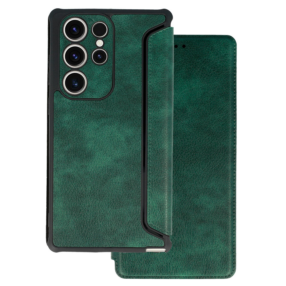 Razor Leather Book Case for Samsung Galaxy S23 dark green