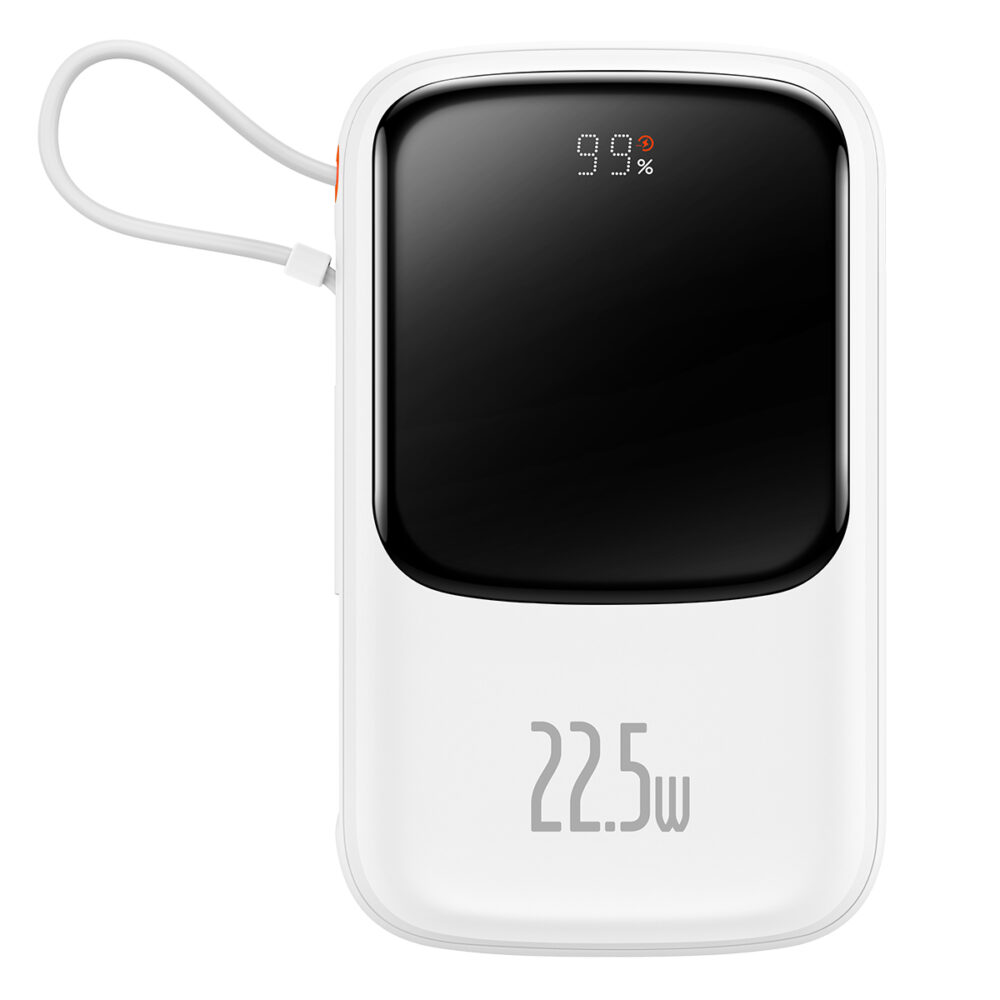 Baseus Power Bank 10000mAh Qpow Pro - USB + Type C - PD 22,5W with Type C cable (PPQD060102) white