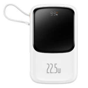 Baseus Power Bank 10000mAh Qpow Pro - USB + Type C - PD 22,5W with Type C cable (PPQD060102) white