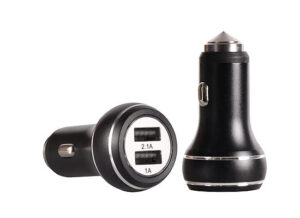 Tel1 Car Charger Aluminum - 2xUSB - 3,1 Amperes BLACK