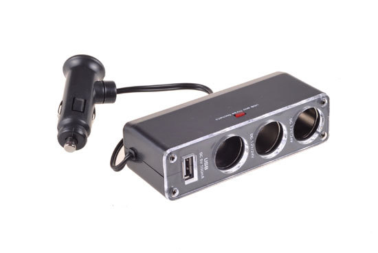 Car Cigarette Lighter Socket Splitter - 3 in 1 + WF0096 cable with USB