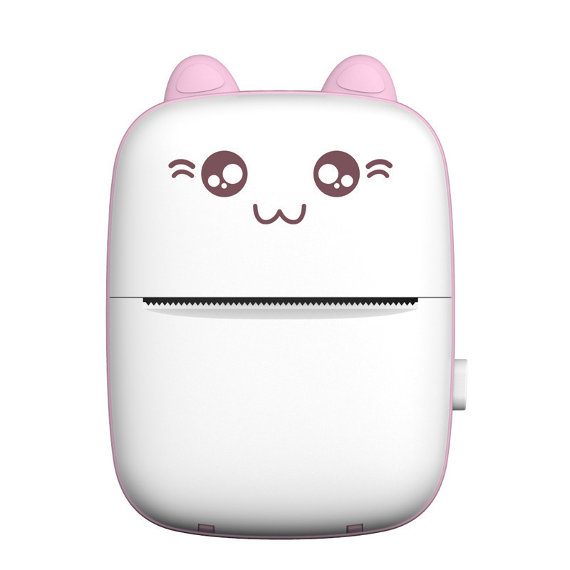 Mini bluetooth thermal printer for photos, notes white-pink