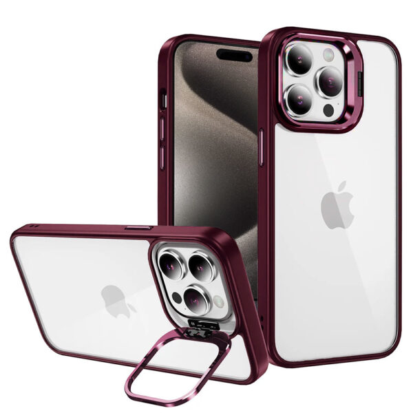 Tel Protect Kickstand case + camera glass (lens) for Iphone 11 Pro Max burgundy