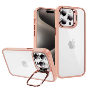 Tel Protect Kickstand case + camera glass (lens) for Iphone 14 Pro light pink