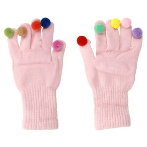 Gloves for touch screens with pom poms PINK