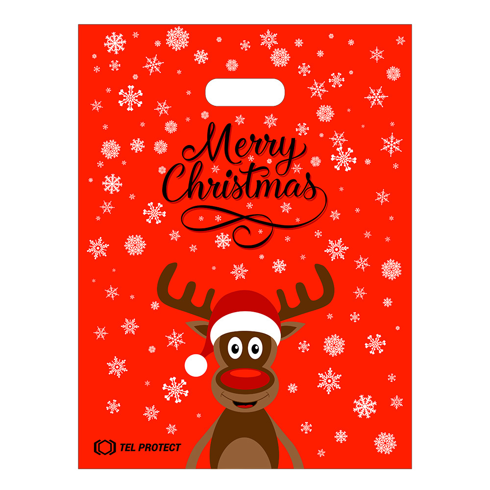 Plastic bag Merry Christmas red
