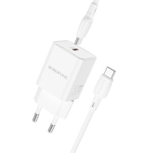 Borofone Wall charger BN13 Safety GaN - Type C - PD 30W with Type C to Type C cable white