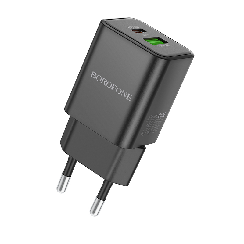 product-91495 Borofone Wall charger BN14 Royal GaN - USB + Type C - QC 3.0 PD 30W black