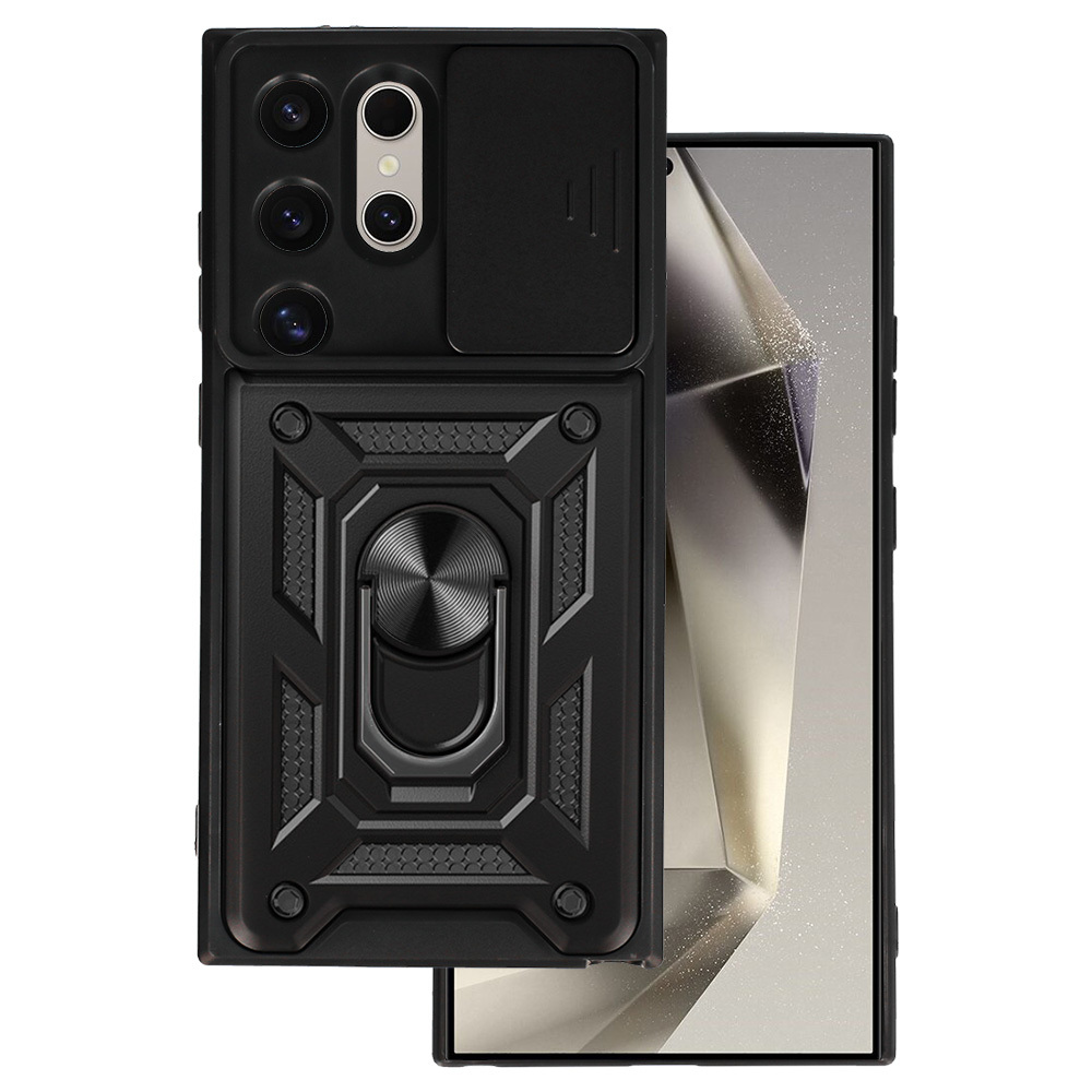 Slide Camera Armor Case for Samsung Galaxy S24 Ultra Black