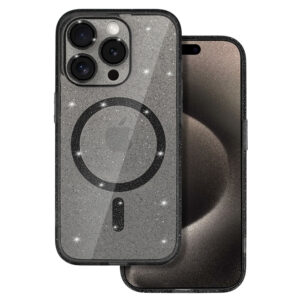 Glitter Magsafe Case for Iphone 12 black clear