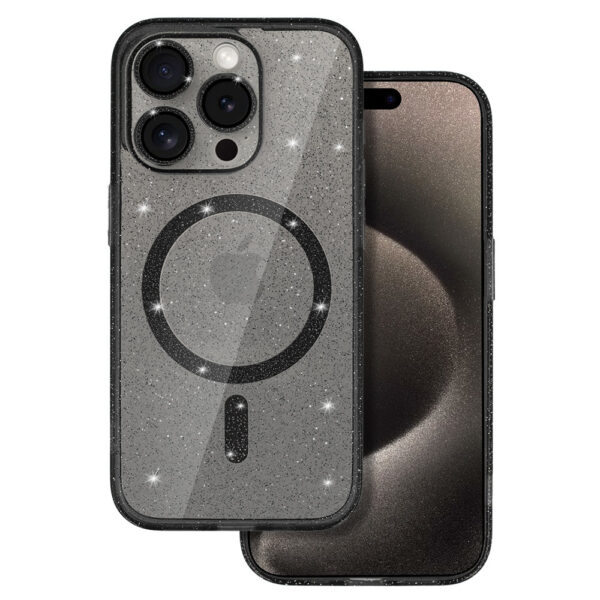 Glitter Magsafe Case for Iphone 12 black clear