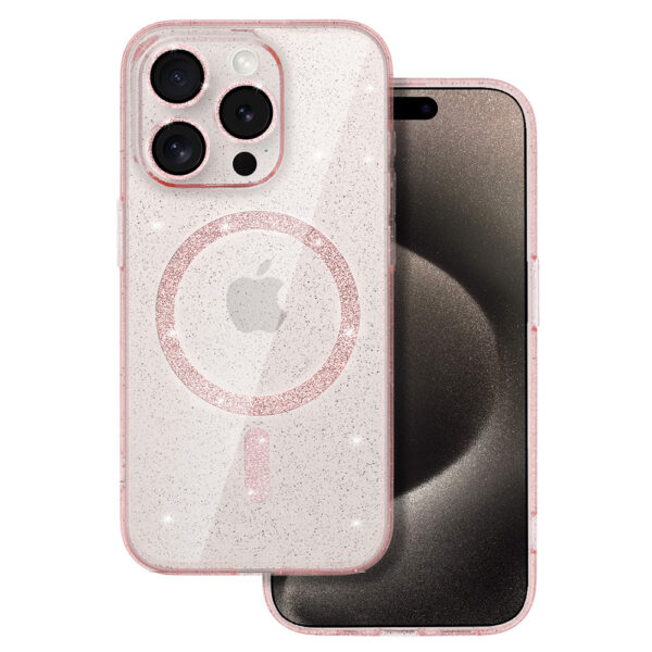 Glitter Magsafe Case for Iphone 12 pink clear