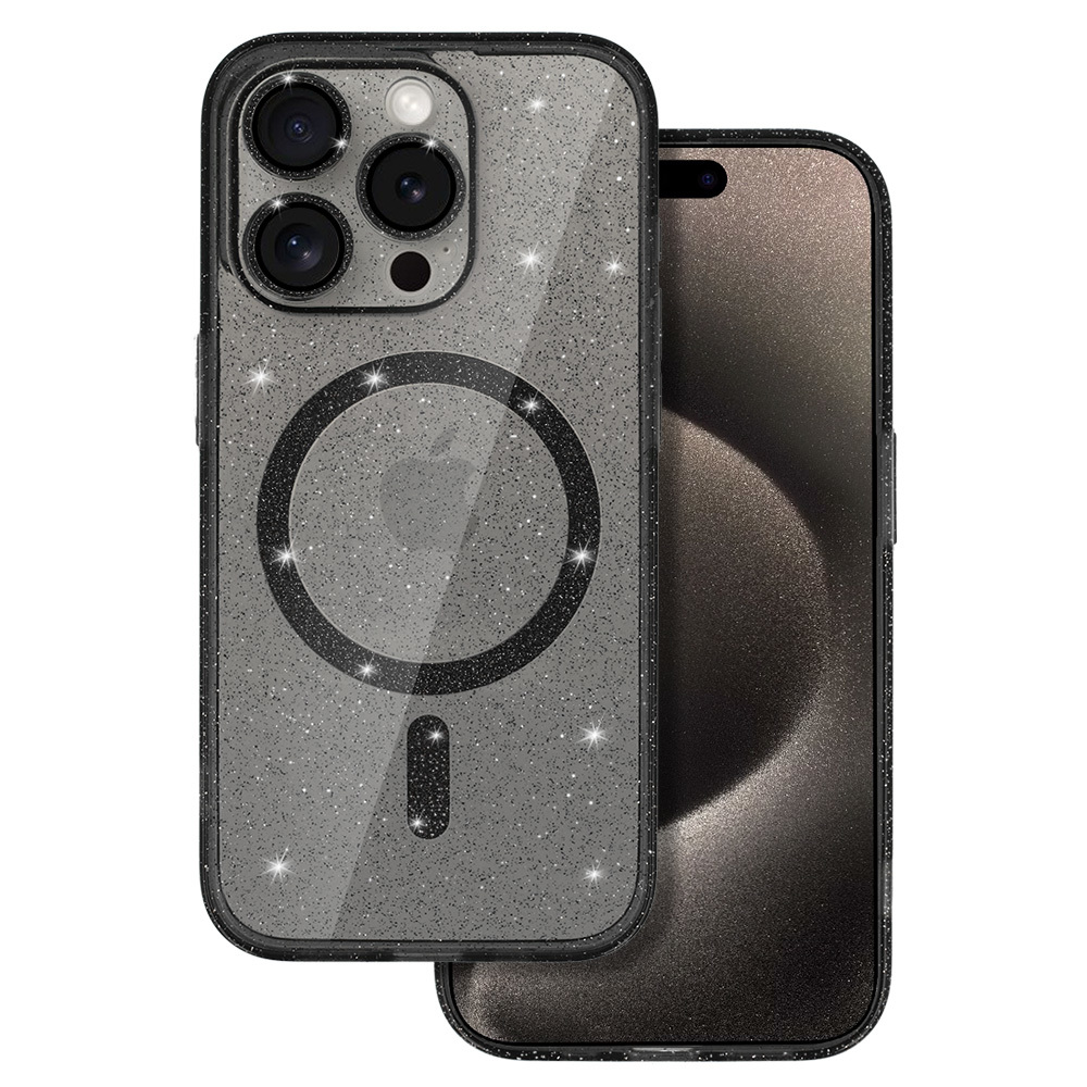 Glitter Magsafe Case for Iphone 13 Pro black clear