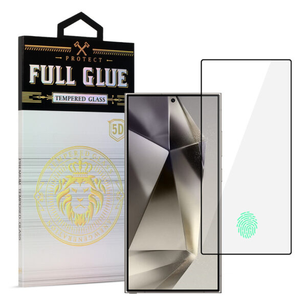 Tempered Glass HARD Full Glue 5D for SAMSUNG GALAXY S24 ULTRA BLACK (with fingerprint unlock)