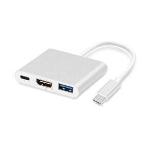 Adapter - Type C to HDMI 4K*2K, USB, USB Type C - metal 0,25 metres white