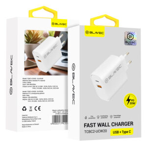 Blavec Wall charger BC-2 - USB + Type C - QC 3.0 PD 20W (TCBC2-UCW20) white
