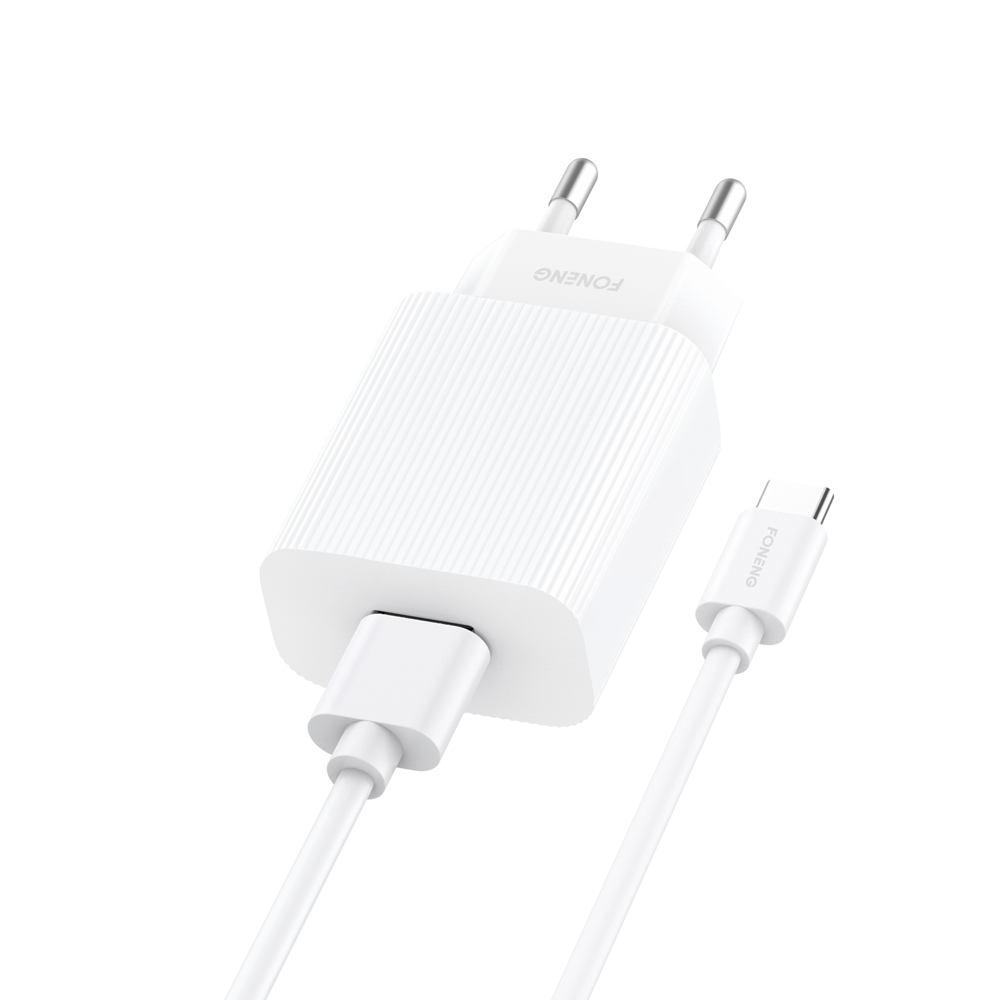 Foneng Wall charger EU28 - USB - 2,4A with USB to Type C cable white