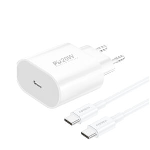 Foneng Wall charger EU39 - Type C - PD 20W 3A with Type C to Type C cable white
