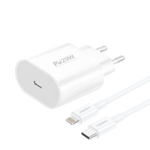 Foneng Wall charger EU39 - Type C - PD 20W 3A with Type C to Lightning cable white