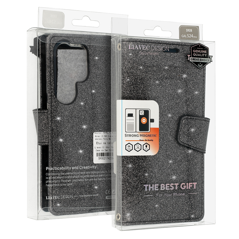 Glitter Magsafe Book Case for Samsung Galaxy S23 black