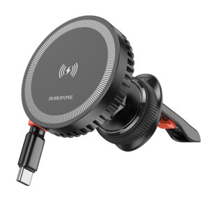 Borofone Car holder BH207 Mona magnetic with induction charging with Type C cable to air vent black