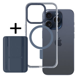 Amazing Thing Titan Pro Mag Wallet Case 10FT IP156.7PTWBU for Iphone 15 Pro Max navy with stand