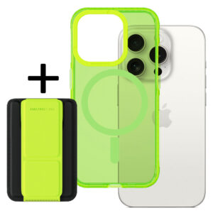 Amazing Thing Titan Pro Neon Mag Wallet Case 10FT IP156.1PTWGN for Iphone 15 Pro green with stand