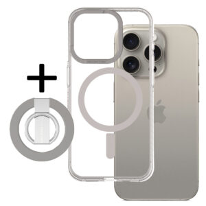 Amazing Thing Titan Pro Mag Ring Grip Case 10FT IP156.7PTRGY for Iphone 15 Pro Max titanium