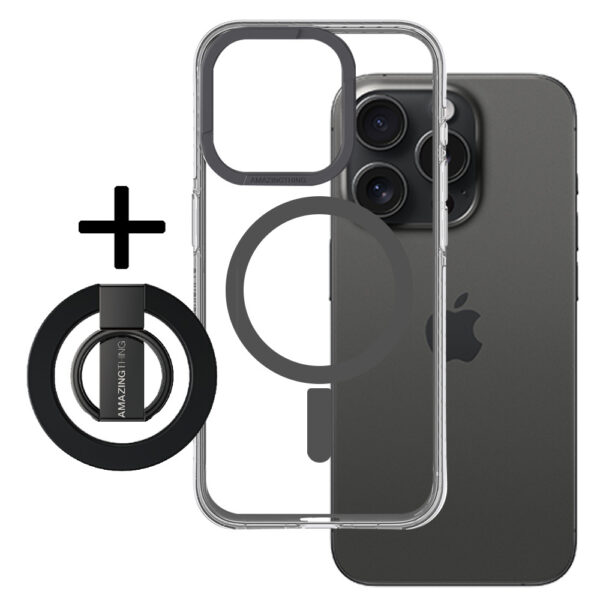 Amazing Thing Titan Pro Mag Ring Grip Case 10FT IP156.7PTRBK for Iphone 15 Pro Max black