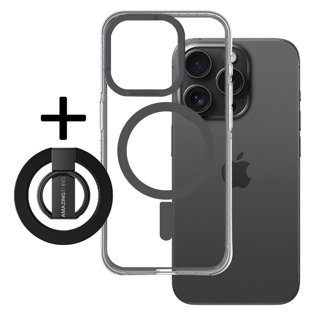 Amazing Thing Titan Pro Mag Ring Grip Case 10FT IP156.7PTRBK for Iphone 15 Pro Max black