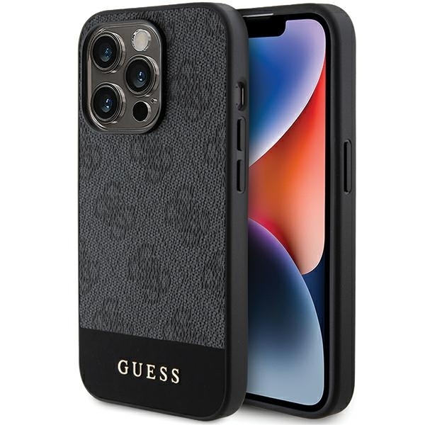 Original Case GUESS hardcase 4G Stripe Collection GUHCP15LG4GLGR for Iphone 15 Pro grey