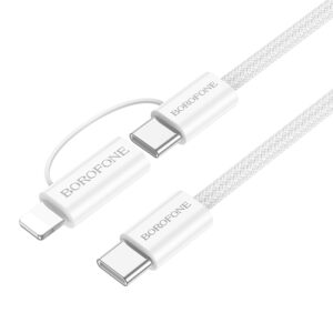 Borofone Cable BX104 Primo - Type C to Type C + Lightning - 60W 3A 1 metre white