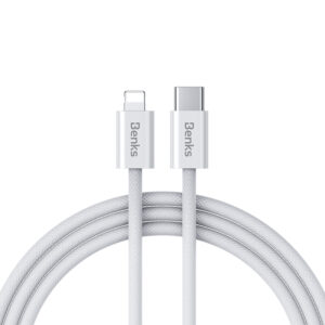 Benks Cable D46 braided - Type C to Lightning - PD 27W 3A 2 metres white
