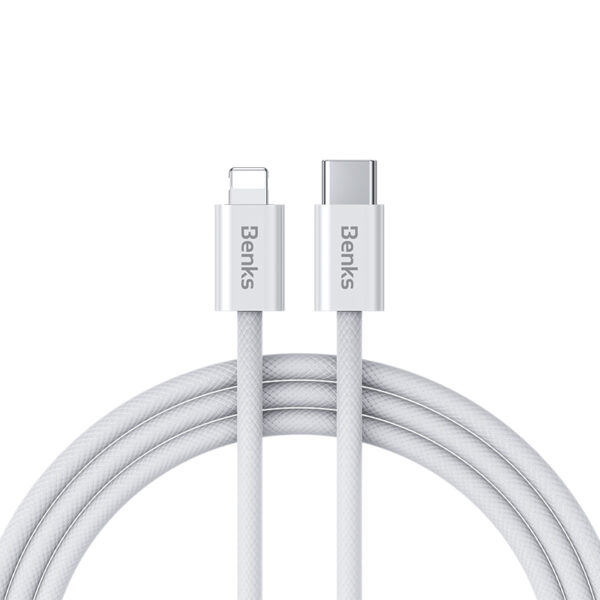 Benks Cable D46 braided - Type C to Lightning - PD 27W 3A 2 metres white