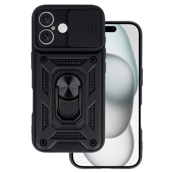 Slide Camera Armor Case for Iphone 16 Plus Black