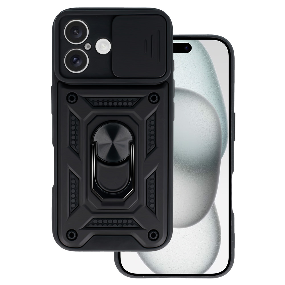 Slide Camera Armor Case for Iphone 16 Plus Black