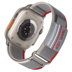 Nylon loop for Apple Watch 42/44/45/49 design 3 grey-red